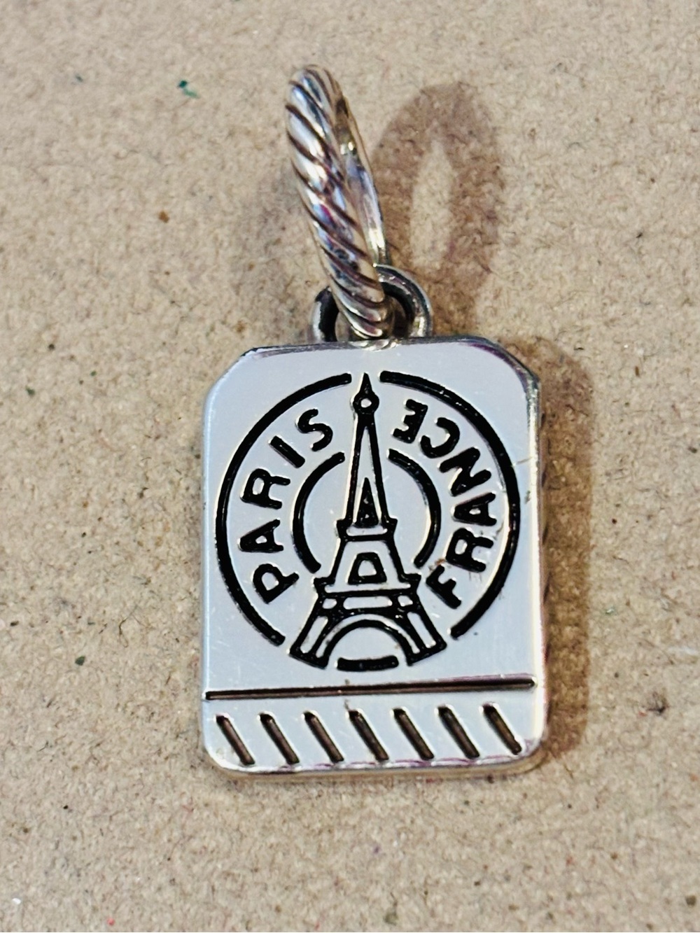 Brighton Paris Pass charm Bonjour, Eiffel Tower, Frenchman Black Silver Retired